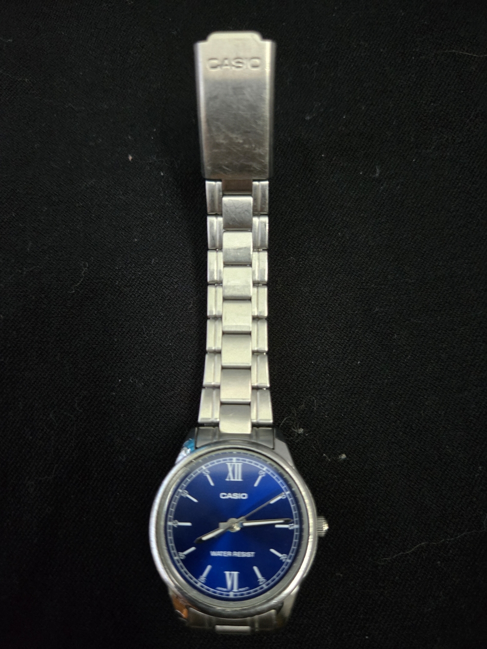 Casio Stainless Steel Watch with Blue Dial